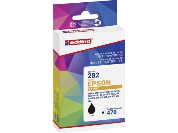 Edding EDD-282, musta, 12 ml, 1 kpl, 470 sivua, Kertapakkaus