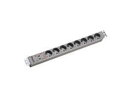 Bachmann 19'''' 2m 8x Schuko H05VV-F 3G 1.50mm², 2 m, Alumiini, Harmaa, Hopea, 8 AC-pistorasia(a)