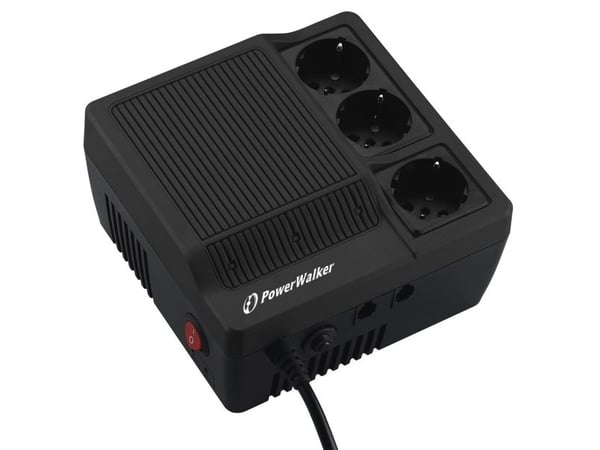 PowerWalker AVR 600 - Automatisk strømregulator - AC 220/230/240 V - 360 Watt - 600 VA - output-stikforbindelser: 3 - lajittelu