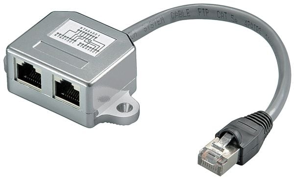 Goobay 68908, RJ-45, 2 x RJ-45, 0,15 m, Sølv