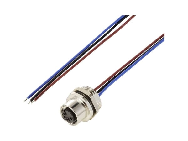 TRU COMPONENTS TC-12833212 Anturi/toimilaitteen uppoasennettava pistorasia M12 Napaluku (RJ): 3 Liitäntä, uppoasennus 0,5 m 1 kpl 1 kpl