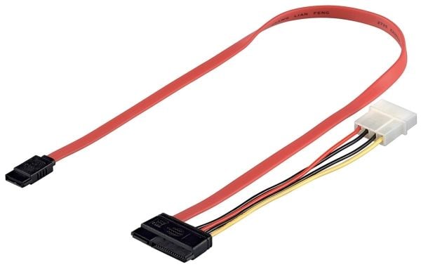 Goobay 68175, SATA III, SATA 7-pin, SATA 7-pin + 15-pin, Hankjønn/hankjønn, Sort, Rød, Gult, Rett