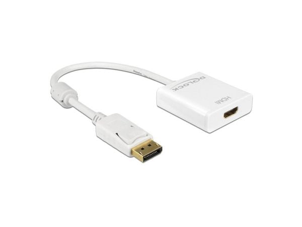 Delock Adapter Displayport 1.2 male > HDMI female 4K Active - Videokonverter - Parade PS171 - DisplayPort - HDMI - hvit - løsvekt