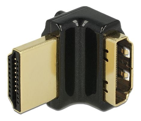 Delock - HDMI-sovitin - HDMI hun til HDMI han - sort - 90° stikforbindelse, 4K-tuki