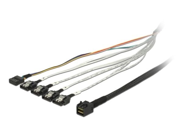 Delock - SAS intern kabel - SAS 6Gbit/s - 4 x Mini SAS HD (SFF-8643) til SATA, sidebånd - 50 cm