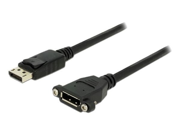 Delock - DisplayPort-forlengelseskabel - DisplayPort (hunn) til DisplayPort (hann) - 1 m - låst, formstøpt - svart