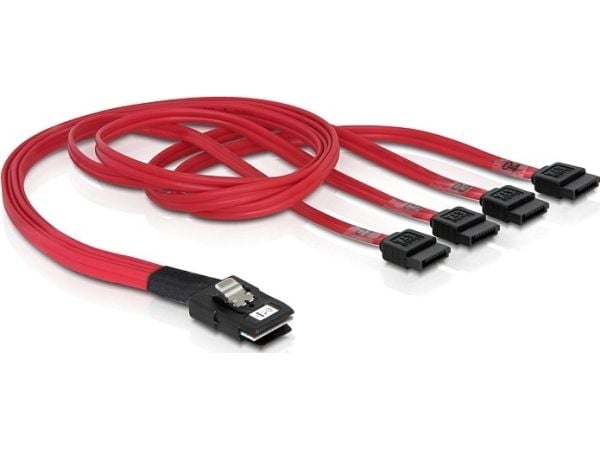Delock - SATA/SAS-kabel - 36-pins 4i Mini MultiLane (hann) til SATA (hann) - 1 m