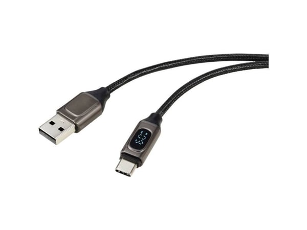 Renkforce RF-6249502, 2 m, USB A, USB C, USB 2.0, 0,48 Gbit/sek., Sort, Metallic