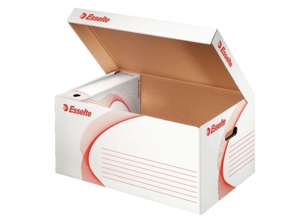 Esselte kuljetuslaatikko FSC® "L" päältä auki, Pahvi, Punainen, Valkoinen, Vaakataso, FSC, 790 g, 365 x 550 x 255 mm