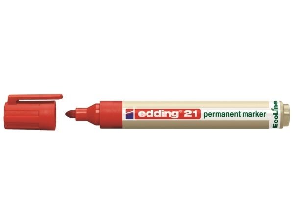 edding EcoLine 21 - Markør - permanent - for glass, metall, plast - rød - 1.5-3 mm