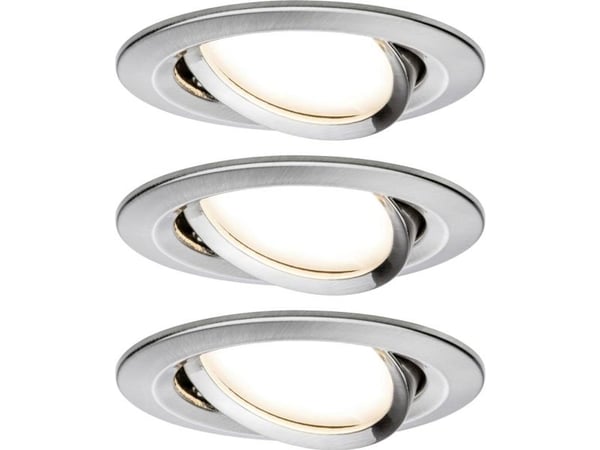 Paulmann 934.47, Innsunket spotlight, 3 ampuller, LED, 2700 K, 650 lm, Metallisk
