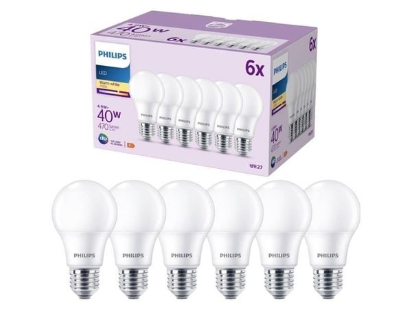 Philips Lamppu, 4,9 W, 40 W, E27, 470 lm, 15000 h, Lämmin valkoinen