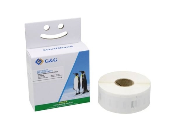 G&G etiketter kompatibel med DYMO 11352, S0722520 25 x 54 mm termodirekte papir hvit 500 stk permanent vedheftning adresseetiketter BM-D-G-11352