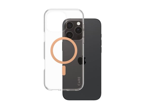 CARE by PanzerGlass Urban Combat - Baksidedeksel for mobiltelefon - MagSafe-samsvar - resirkulert plast - ferskenfarge, gjennomsiktig - for Apple i...