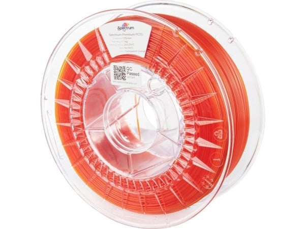 Spectrum Filaments 80736 Premium PCTG-filament PCTG kjemisk bestandig, lite lukt 1,75 mm 1000 g transparent orange (Orange) 1 stk