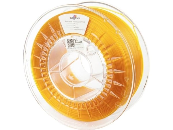 Spectrum Filaments 80049 PET-G Premium filament, kjemisk bestandig, slagfast 1,75 mm, 1000 g transparent gul, 1 stk