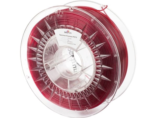 Spectrum Filaments 80050 PET-G Premium filament kjemikaliebestandig slagfast 1,75 mm 1000 g Transparent Red Rød (1 stk)