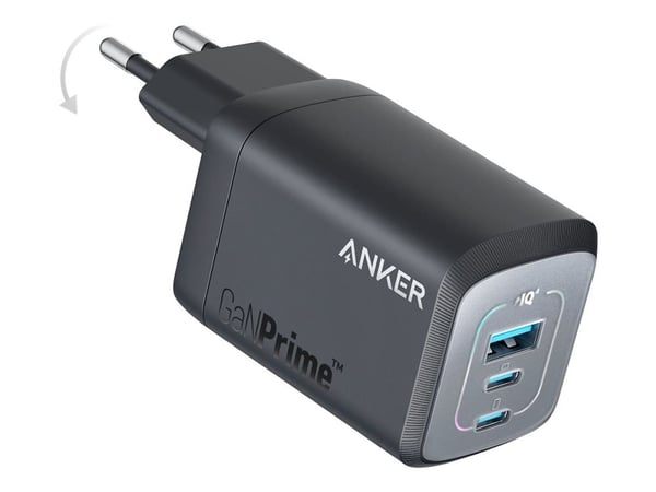 Anker Prime - Strømadapter - GaN - AC 100-240 V - 67 watt - utgangskontakter: 3