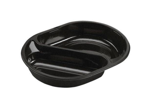 Bakke 2-rum 400/515 ml 238x176x40 mm Oval CPET Sort,240 stk/krt Bakke 2-rum 400/515 ml 238x176x40 mm Oval CPET Sort,240 stk/krt