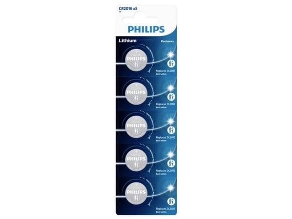 Philips knappecelle CR 2016 3 V 5 stk litium-miniceller (2853)