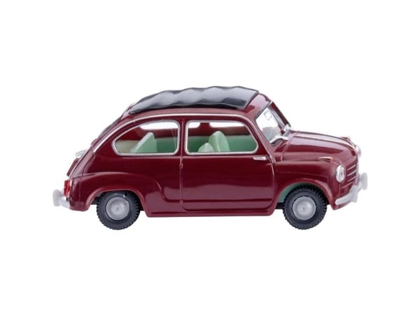 Wiking 009908 H0 personbil Fiat 600, vinrød