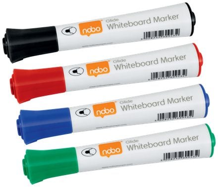 Nobo Glide Whiteboard Penna Kulspets 10/Fp, 10 styck, Blandade färger, Rundad spets, Rund, 2 mm, Vuxen/Barn