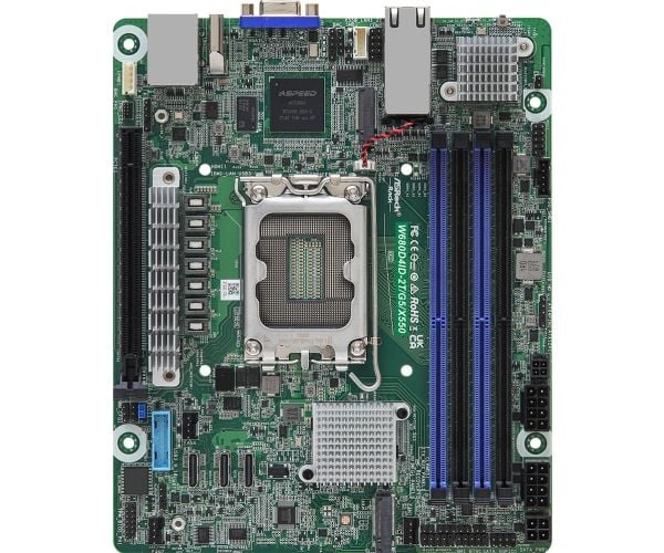 ASRock Rack W680D4ID-2T/G5/X550 - Hovedkort - deep mini-ITX - LGA1700-sokkel - W680 Chipset - USB 3.2 Gen 1 - 2 x 10 Gigabit LAN - innbygd grafikk