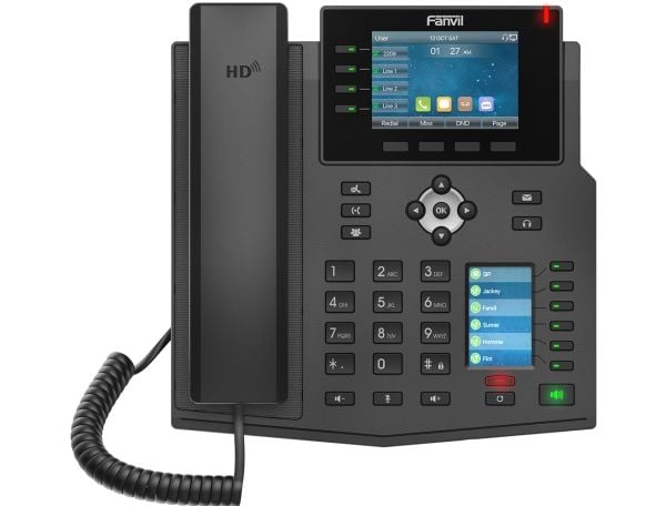 Fanvil X5U, IP-telefon, Svart, Trådbunden telefonlur, Skrivbord/vägg, 16 linjer, 2000 poster