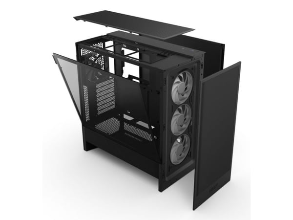 NZXT H5 Flow RGB - Mid tower - utvidet ATX (E-ATX) - sidepanel med vindu (herdet glass) - ingen strømforsyning (ATX) - svart - USB/lyd