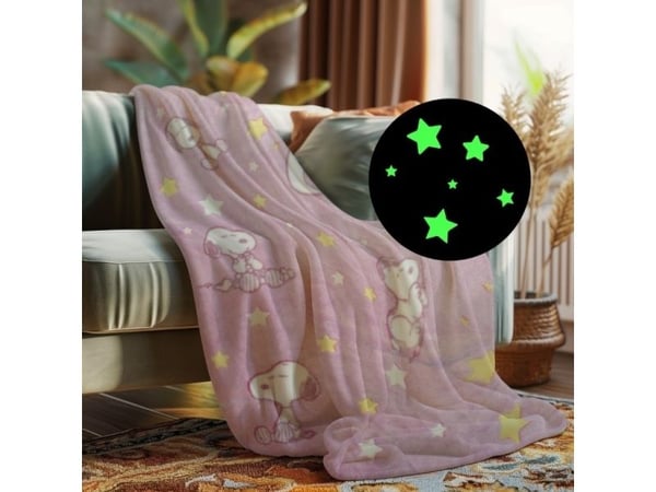 KANGURU Radiserne Glow-In-Dark Plaid / Tæppe, Pink 130 x 150 cm