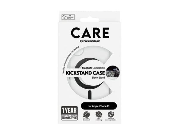 CARE by PanzerGlass - Baksidedeksel for mobiltelefon - med stativ - MagSafe-samsvar - termoplast-polyuretan (TPU), polykarbonat (PC), aluminiumsleg...