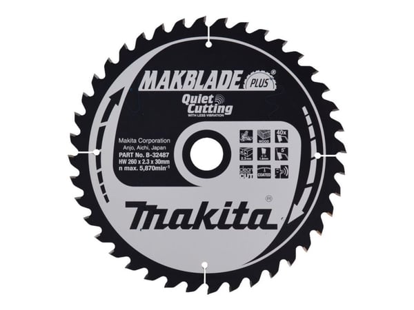 Makita MAKBLADE Plus - Sirkelformet sagblad - for tre - 260 mm - 40 tenner