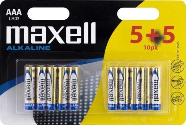 Maxell AAA, Engangsbatteri, Alkalinsk, 1,5 V, 10 stykker, Flerfarget, 10 mm