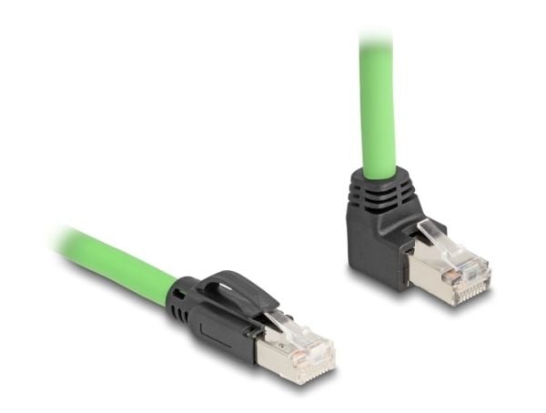 Delock - Koblingskabel - RJ-45 (hann) rett til RJ-45 (hann) oppvinklet - 5 m - 6.8 mm - SF/UTP - CAT 6a - uten hindringer - grønn