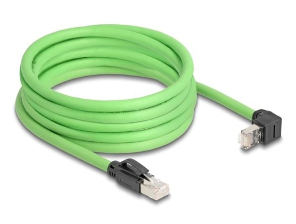 Delock - Koblingskabel - RJ-45 (hann) rett til RJ-45 (hann) oppvinklet - 5 m - 6.8 mm - SF/UTP - CAT 6a - uten hindringer - grønn