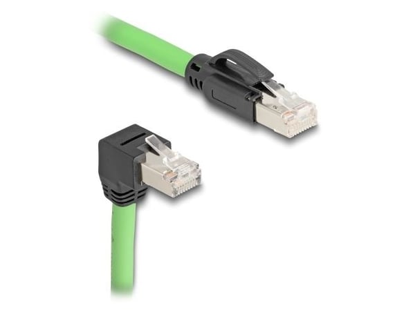 Delock - Nettverkskabel - RJ-45 (hann) til RJ-45 (hann) nedvinklet - 5 m - 6.8 mm - SF/UTP - CAT 6a - med støvel, uten hindringer - grønn