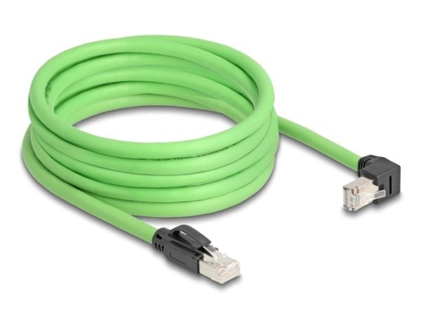 Delock - Nettverkskabel - RJ-45 (hann) til RJ-45 (hann) nedvinklet - 5 m - 6.8 mm - SF/UTP - CAT 6a - med støvel, uten hindringer - grønn