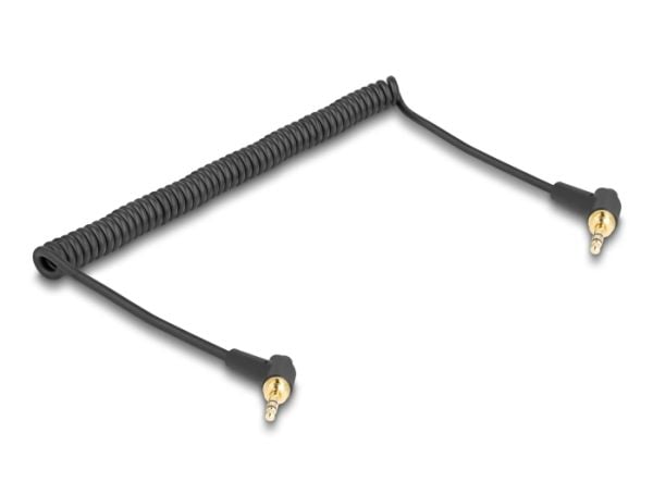 Delock kierretty kaapeli 3,5 mm 3-nastainen pistoke pistokkeesta pistokkeeseen kulmikas ruuvisovittimella 6,35 mm:iin 75 cm