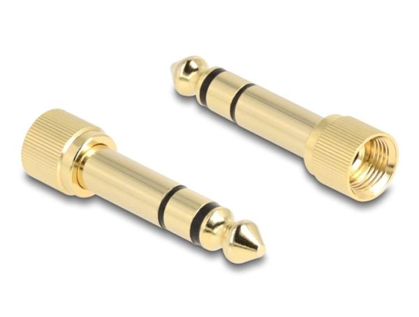 Delock kierretty kaapeli 3,5 mm 3-nastainen pistoke pistokkeesta pistokkeeseen kulmikas ruuvisovittimella 6,35 mm:iin 75 cm