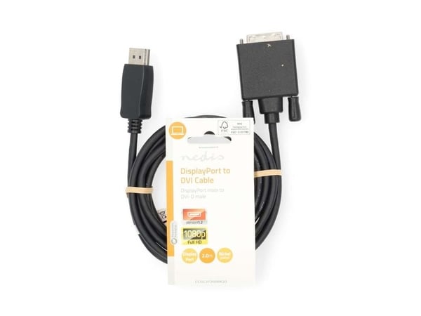 Nedis - Adapterkabel - DisplayPort (hann) til DVI-D (hann) - DisplayPort 1.2 - 2 m - rund - svart