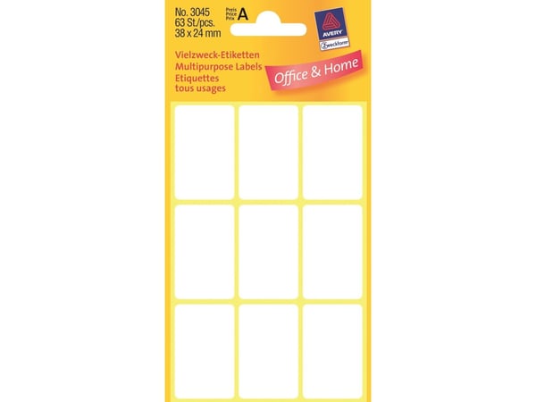 Etiket Avery 3045 hvid 38x24 mm