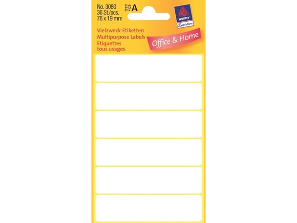Avery Multi-Purpose Labels Manual Labels - Papir - permanet adhesiv - hvit - 76 x 19 mm 36 etikett(er) merkelapper