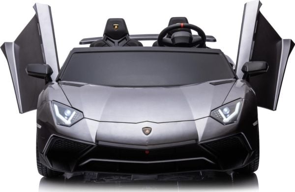 TRITON Lamborghini Aventador SV akkukäyttöinen 2 lapselle Harmaa + Harjaton moottori + Puhallettavat pyörät + LED-ääni