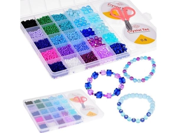 Jokomisiada sett med fargerike perler / krystallsteiner til armbånd 24 farger ZA5297