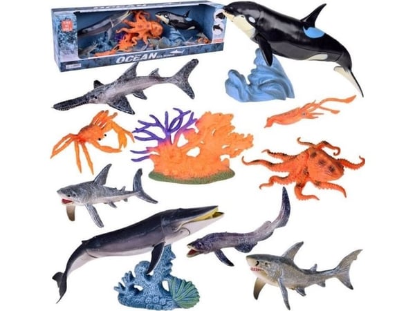 Jokomisiada figursystem marine dyr 10 stk (hai, krabbe, hval, blekksprut) ZA5175