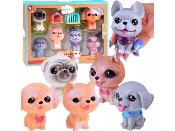 Figur Jokomisiada sett med gummi-figurer hunder/katter (6 deler) ZA4786