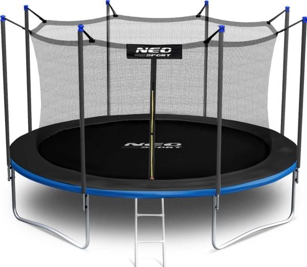 Hage trampoline 14 fot / 435 cm med innvendig nett og stige “Neo-Sport”