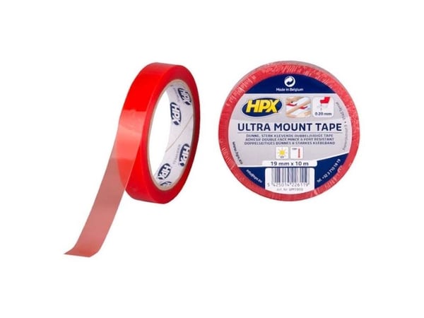 HPX ultra kaksipuolinen teippi, läpinäkyvä, 19mm x 10m
