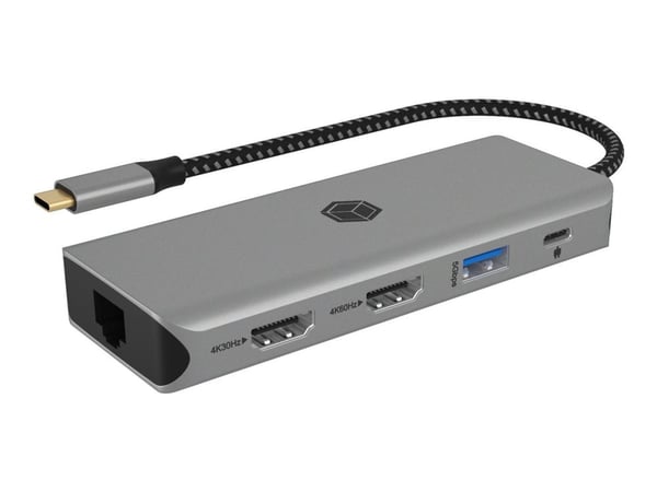 ICY BOX IB-DK4012-CPD - Dokkingstasjon - USB-C 3.2 Gen 2 - 2 x HDMI - 1GbE