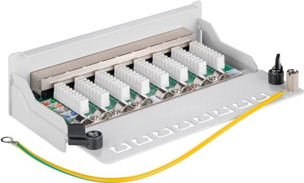 Goobay CAT 6a mini/desktop patchpanel, 8 porter - grå fargeversjon